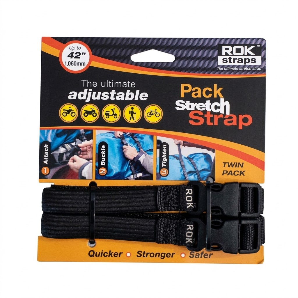 ROK Pack Straps | adjusts 300-1060 mm (12"-42") | Twin Pack (16 mm wide)