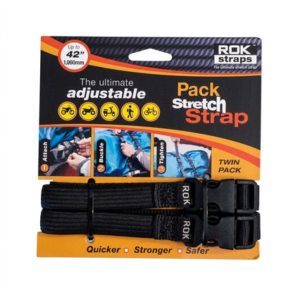 ROK Pack Straps | adjusts 300-1060 mm (12"-42") | Twin Pack (16 mm wide)