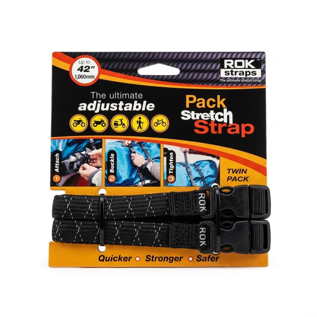 ROK Pack Straps | adjusts 300-1060 mm (12"-42") | Twin Pack (16 mm wide)