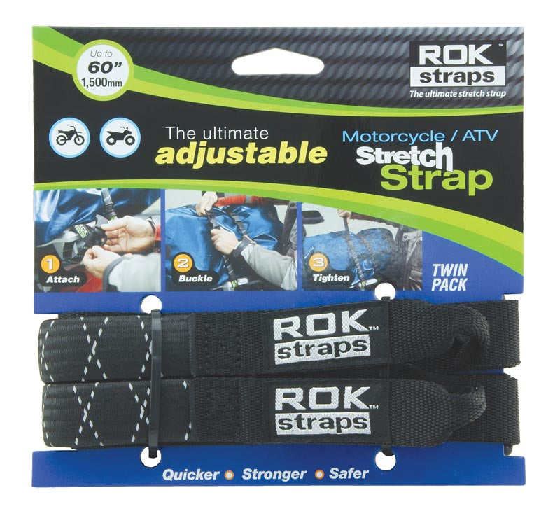 ROK Pack Straps 12 to 42 inch, black reflective